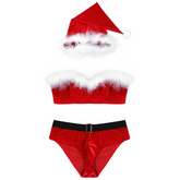 Gay Santa Sissy Lingerie Set With G-String Briefs